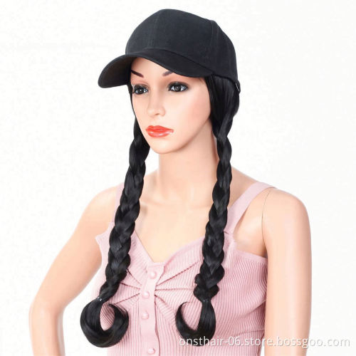 MYZYR Fake Hair Hat Wig Synthetic Hair Extensions Hat with Hairnatural Hairpiece Baseball Capwith Hair Long Wavy for Women Short